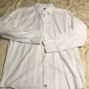 Pre-owned Mens David Donahue Trim Fit Dress Shirt Size 17 34-35